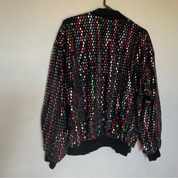 Vintage 80’s Jacket Rainbow Sequins XL. UNISEX - Picture 2 of 8